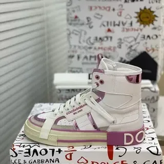 Dolce & Gabbana সাদা বেগুনি হাই-টপ প্ল্যাটফর্ম সোল লাইফস্টাইল স্নিকার্স