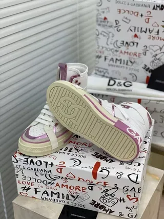 Dolce & Gabbana White Purple High-Top Platform Sole Lifestyle Sneakers 2