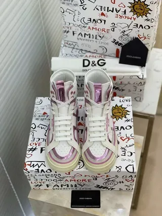 Dolce & Gabbana White Purple High-Top Platform Sole Lifestyle Sneakers 4