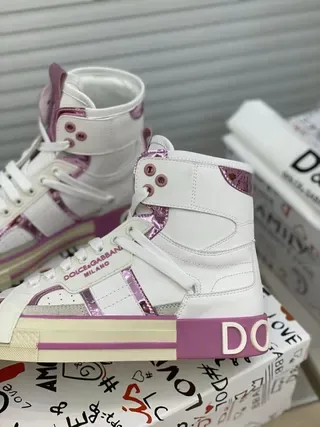 Dolce & Gabbana White Purple High-Top Platform Sole Lifestyle Sneakers 6