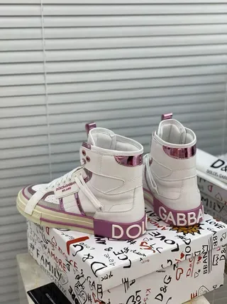 Dolce & Gabbana White Purple High-Top Platform Sole Lifestyle Sneakers 7
