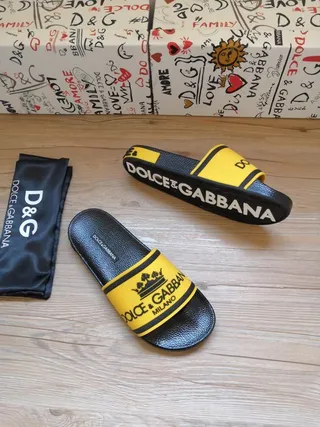 Dolce & Gabbana हलुद এবং কালো ক্রাউন স্ট্র্যাপ স্লিপার 3
