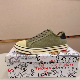 Dolce & Gabbana Vert Armée Beige Toile Embout Caoutchouc Sneakers Lifestyle