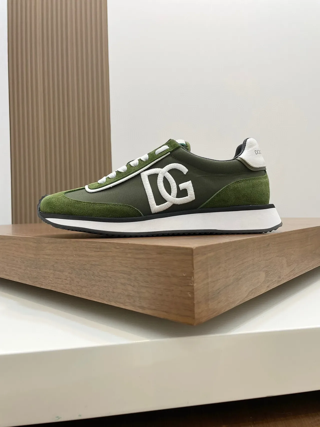 Dolce & Gabbana Army Green White Olive Suede And Textile Upper DG Monogram Overlay Lifestyle Sneakers 6