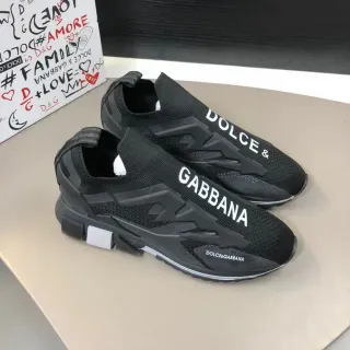 Dolce & Gabbana Noir Blanc Slip-On Sock-Fit tricoté moulé T en forme superpositions sneakers lifestyle