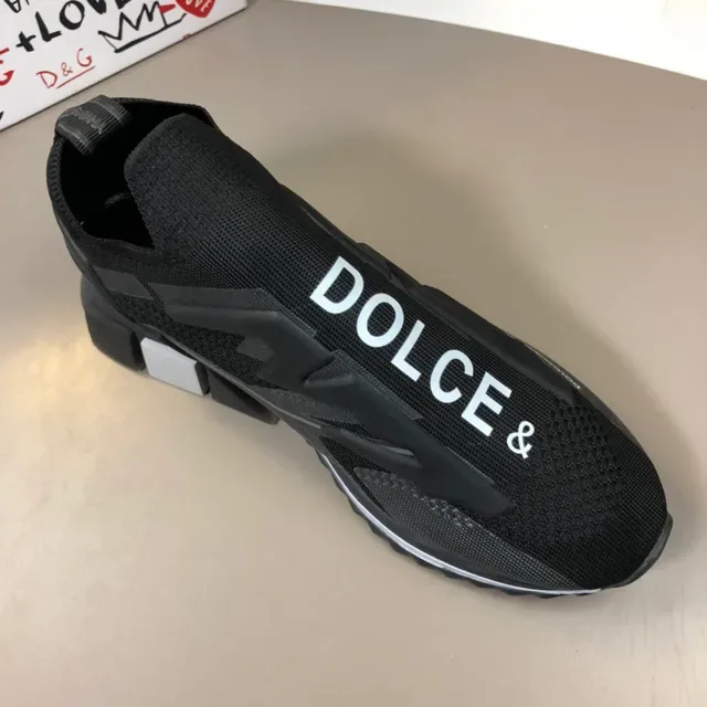 Dolce & Gabbana Noir Blanc Slip-On Sock-Fit tricoté moulé T en forme superpositions sneakers lifestyle 3
