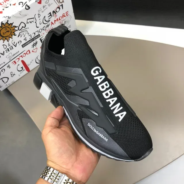 Dolce & Gabbana Noir Blanc Slip-On Sock-Fit tricoté moulé T en forme superpositions sneakers lifestyle 7