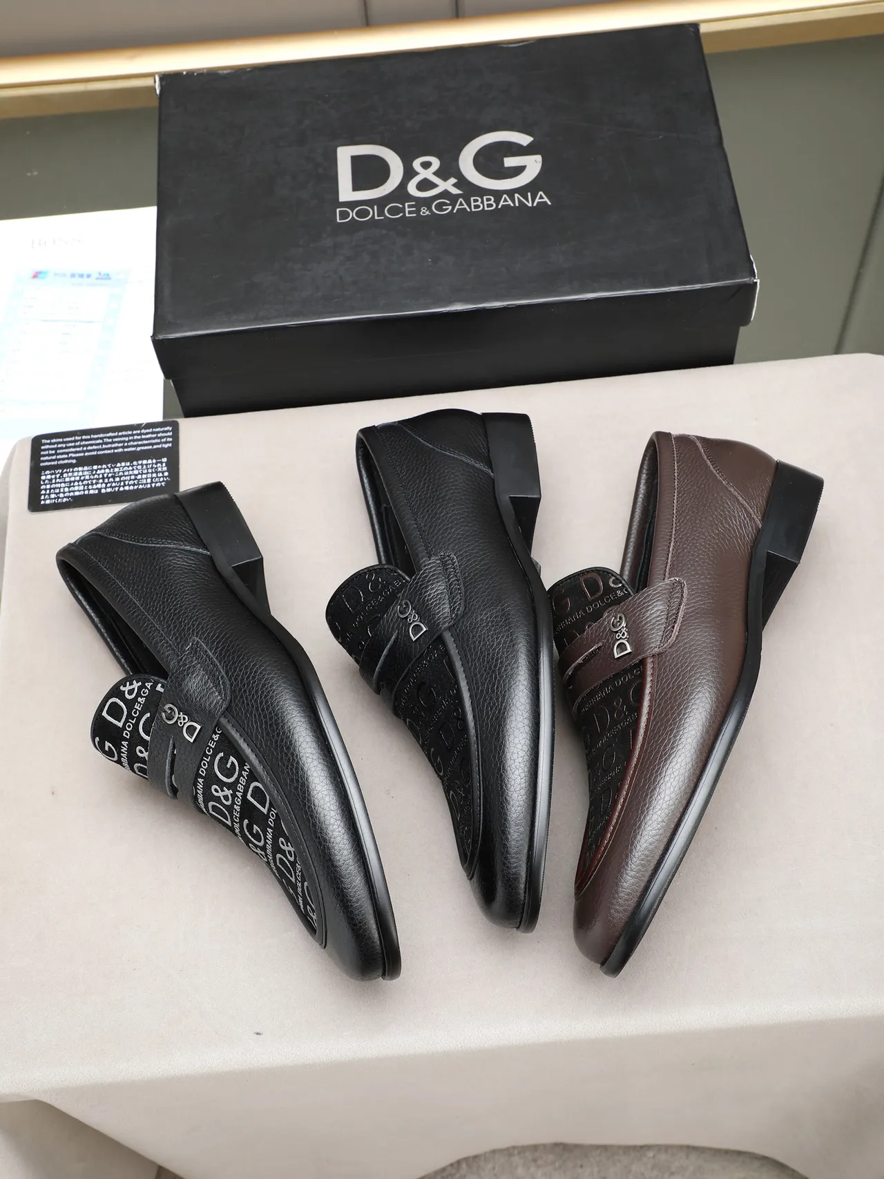 Dolce & Gabbana Loafer Black Pebbled Leather Monogrammed Strap Loafer 2