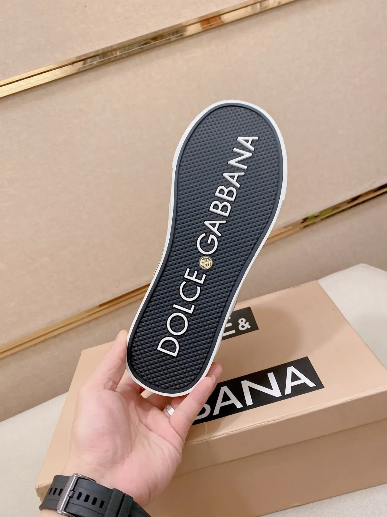 Dolce & Gabbana 橄榄绿帆布麂皮低帮运动鞋 2