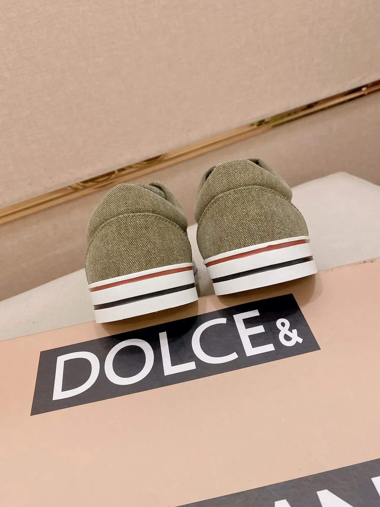 Dolce & Gabbana 橄榄绿帆布麂皮低帮运动鞋 3