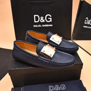 Dolce & Gabbana Portofino Azul Marinho Couro de Grão Mocassins