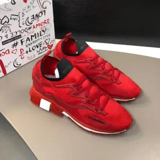 Dolce & Gabbana Red Knit Lifestyle Sneakers
