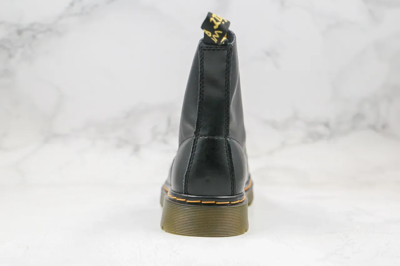 Dr. Martens 1460 কালো মসৃণ চামড়া হলুদ সেলাই মার্টিন বুট 3