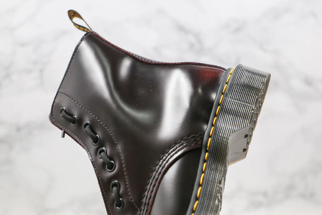 Dr. Martens 1460 بورجوندي جلد مصقول بوتات مارتن 4