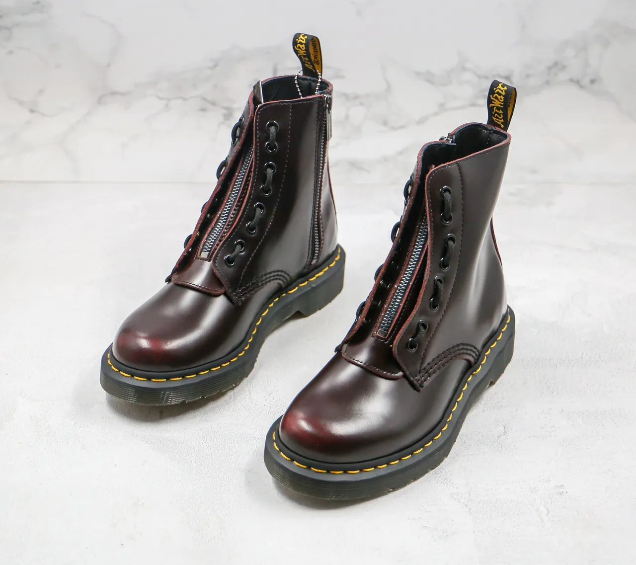 Dr. Martens 1460 بورجوندي جلد مصقول بوتات مارتن 7