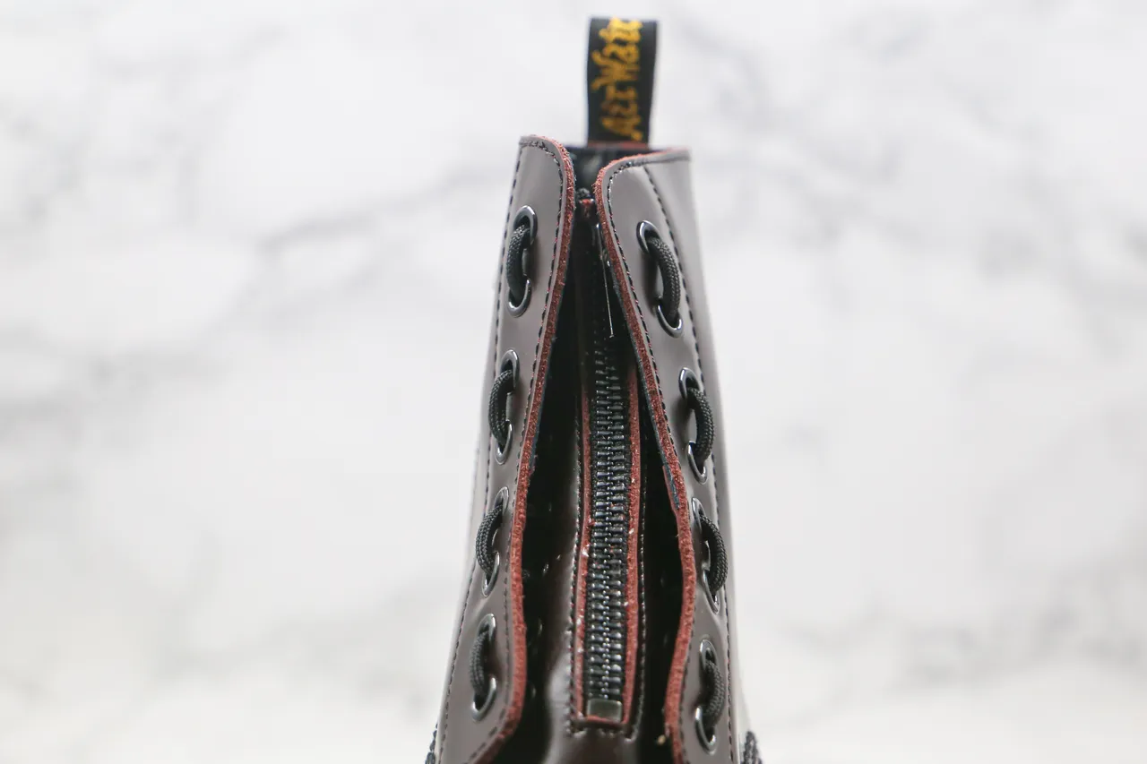 Dr. Martens 1460 بورجوندي جلد مصقول بوتات مارتن 8
