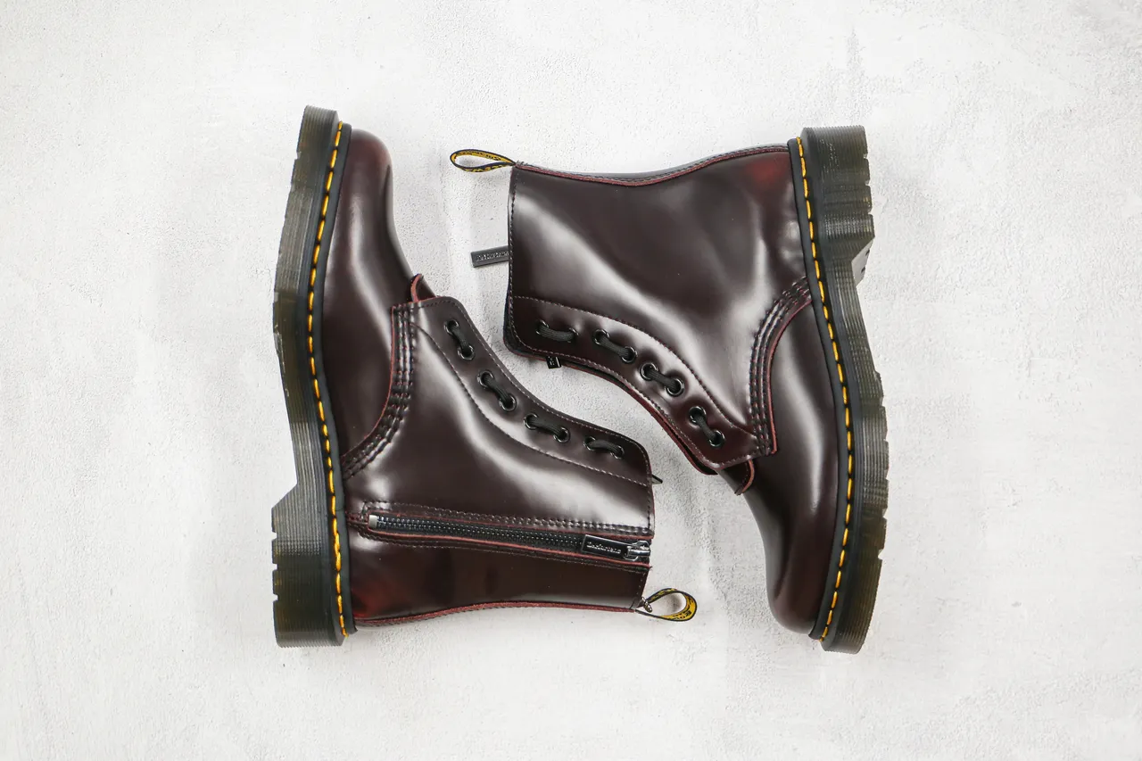 Dr. Martens 1460 بورجوندي جلد مصقول بوتات مارتن 10