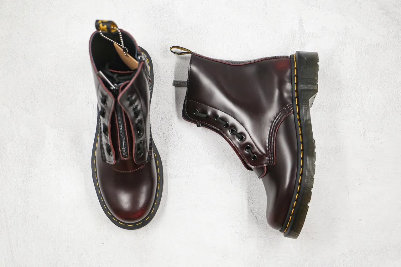 Dr. Martens 1460 بورجوندي جلد مصقول بوتات مارتن 11