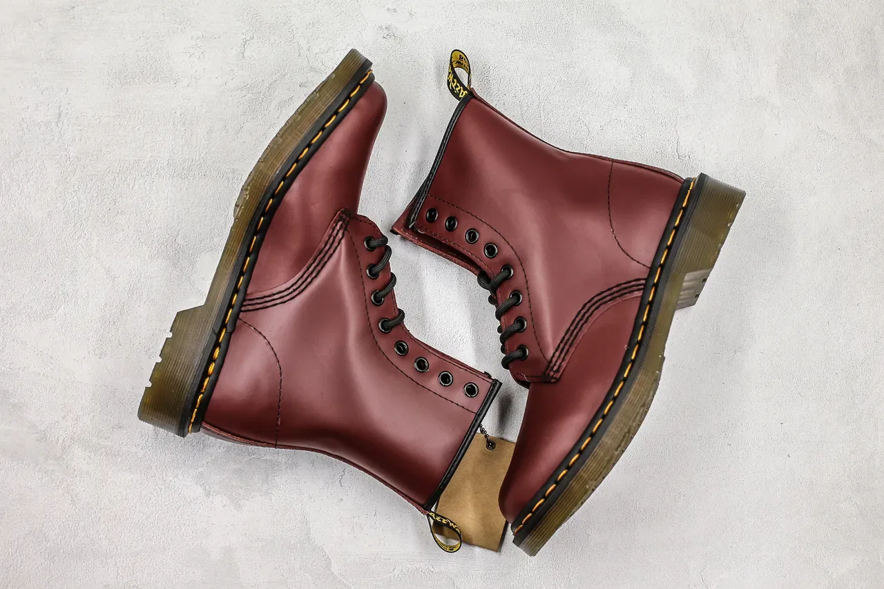 Dr. Martens 1460 酒红色 光滑皮革 8眼 马丁靴 2