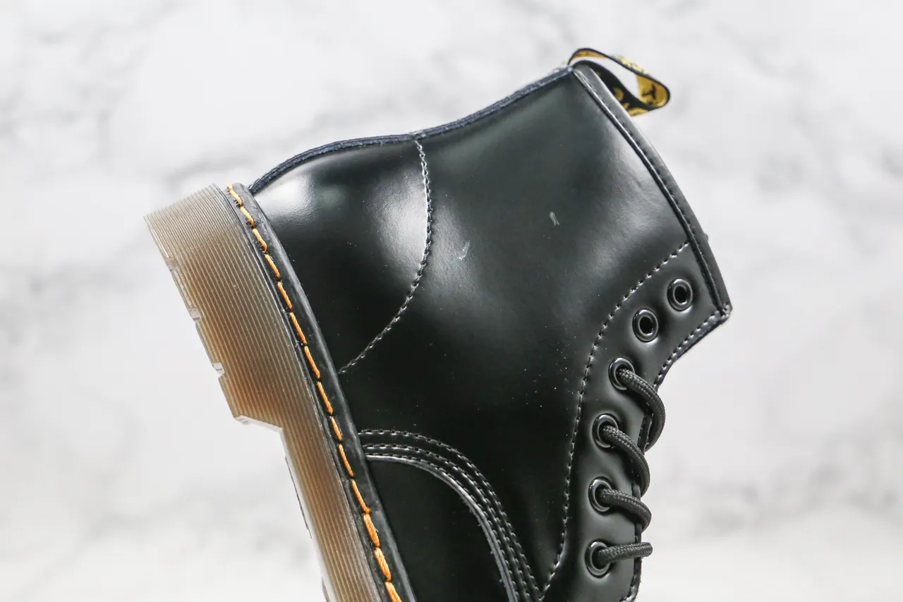 Dr. Martens 1460 جلد أسود لامع 8 فتحة حذاء مارتن 3