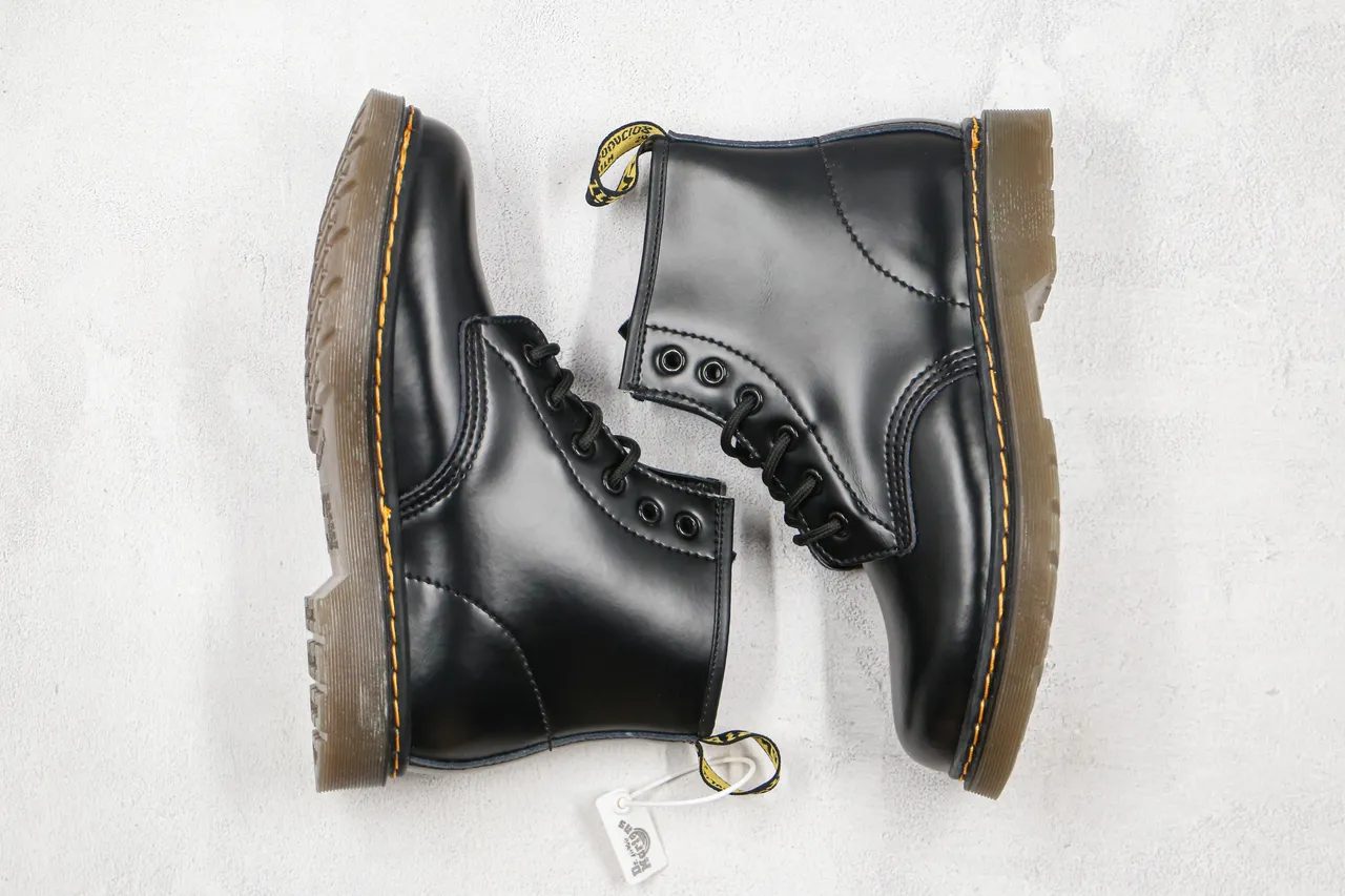 Dr. Martens 1460 جلد أسود لامع 8 فتحة حذاء مارتن 5