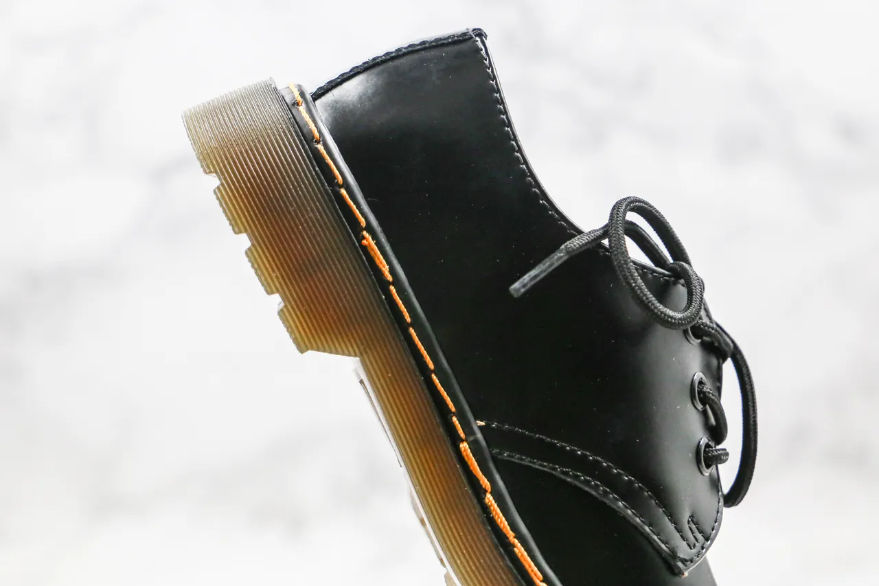 Dr. Martens 1461 কালো হলুদ মসৃণ চামড়া ৩-আইলেট লেসিং অক্সফোর্ড জুতা 4