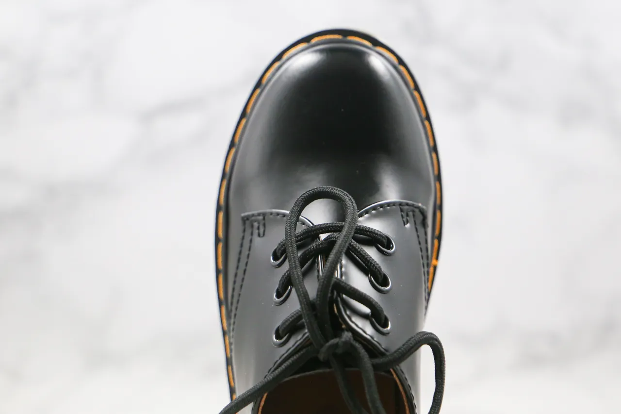 Dr. Martens 1461 কালো হলুদ মসৃণ চামড়া ৩-আইলেট লেসিং অক্সফোর্ড জুতা 5