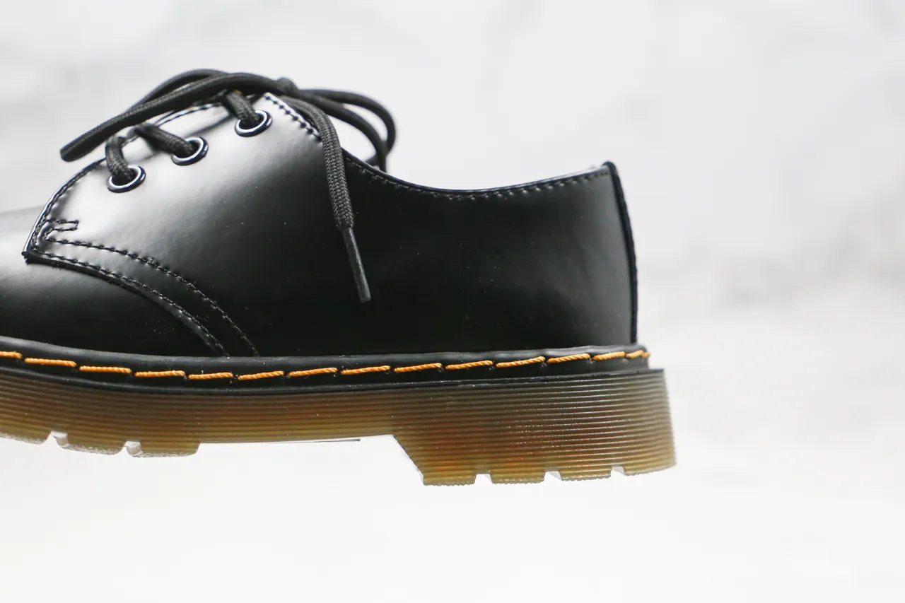 Dr. Martens 1461 কালো হলুদ মসৃণ চামড়া ৩-আইলেট লেসিং অক্সফোর্ড জুতা 6