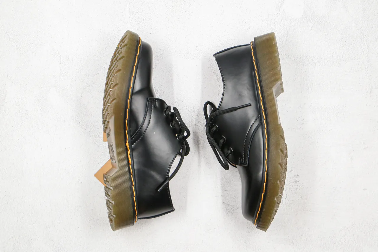 Dr. Martens 1461 কালো হলুদ মসৃণ চামড়া ৩-আইলেট লেসিং অক্সফোর্ড জুতা 8