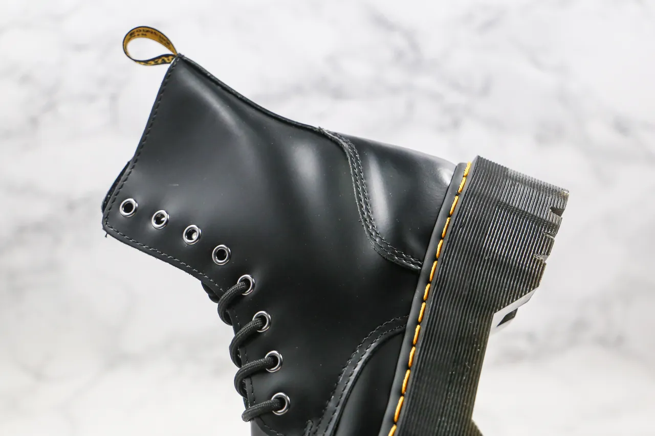 Dr. Martens Jadon Black Yellow Platform Sole 8-Eyelet Lace-Up Martin Boots 5