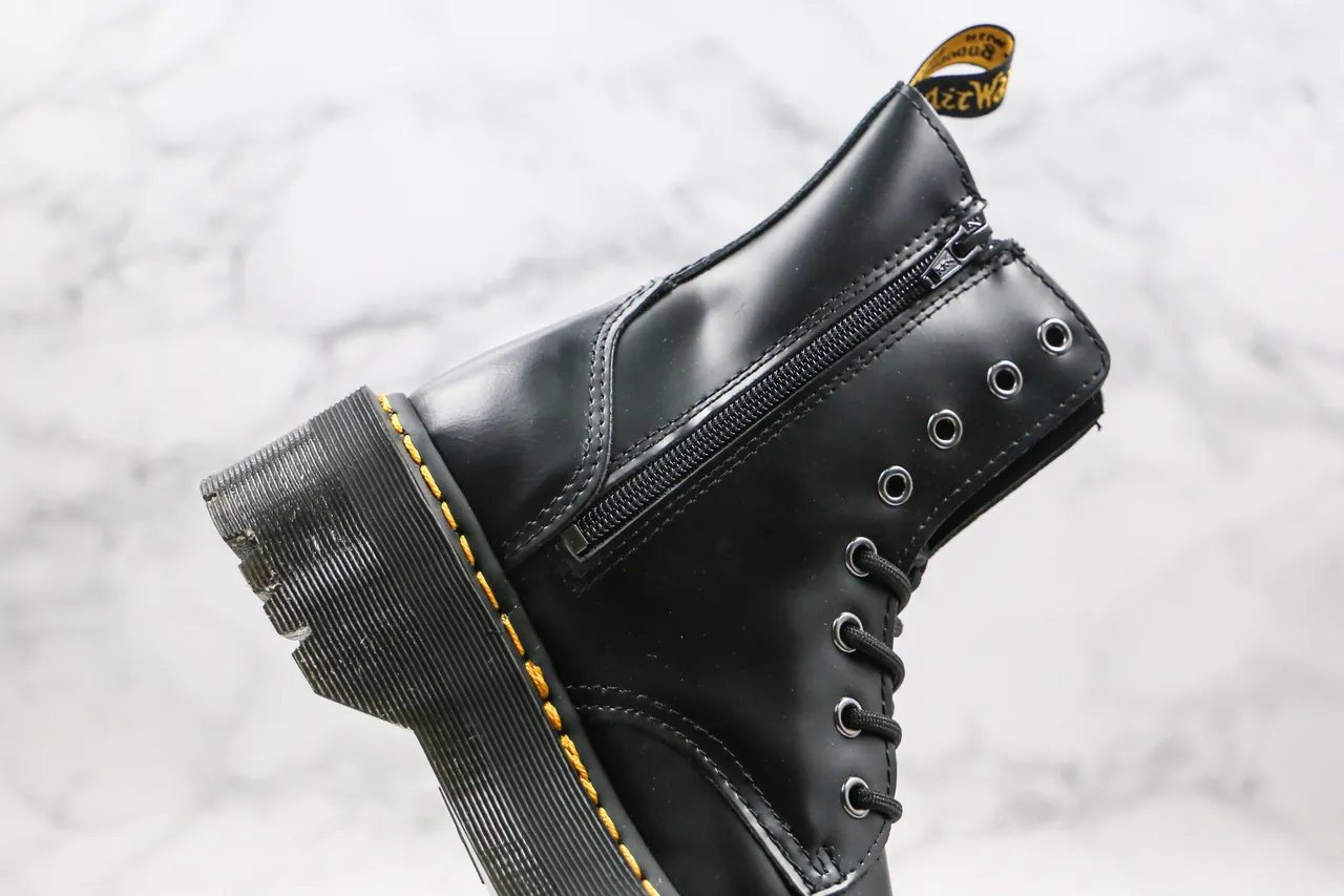 Dr. Martens Jadon Black Yellow Platform Sole 8-Eyelet Lace-Up Martin Boots 6