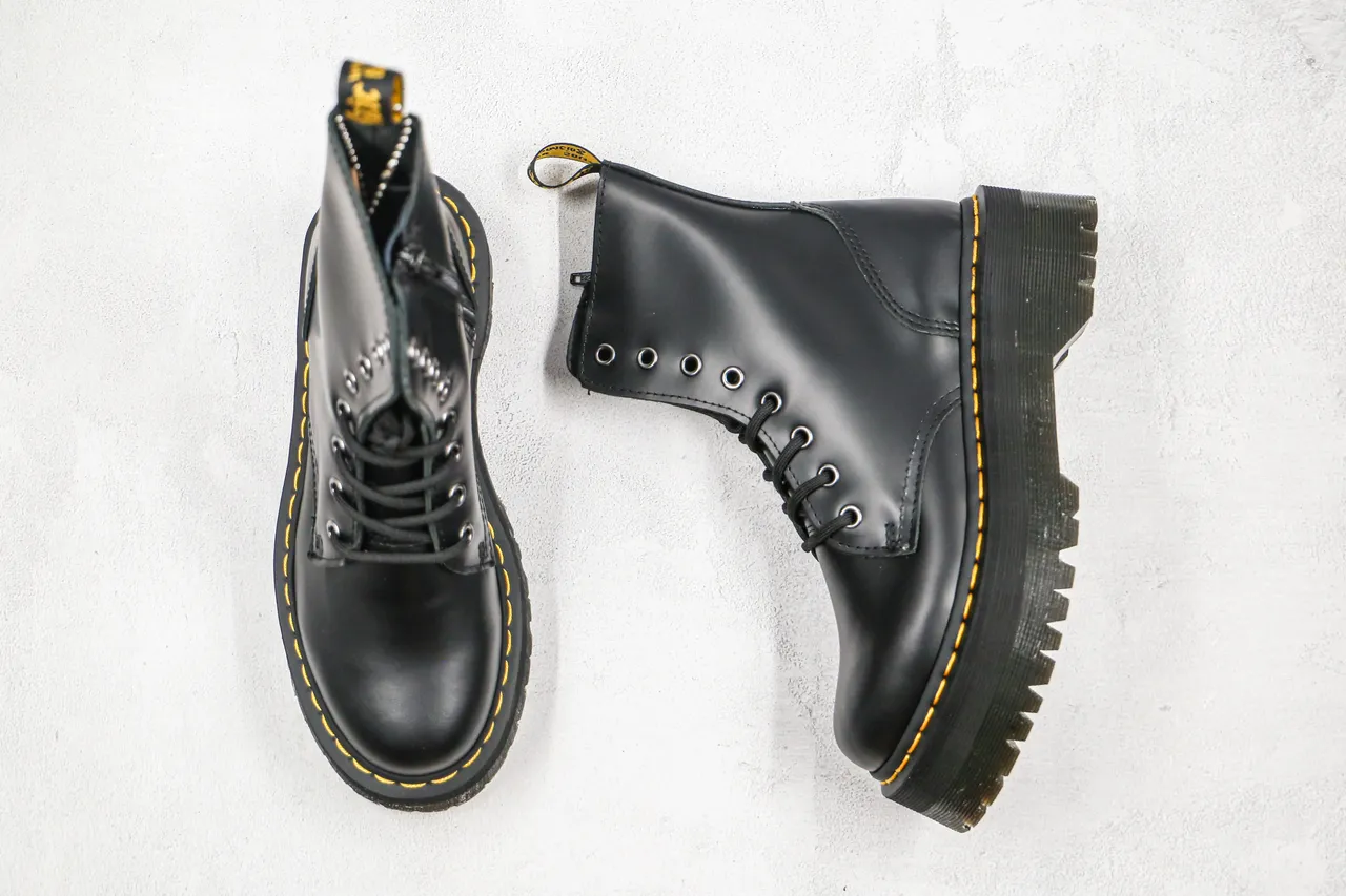 Dr. Martens Jadon Black Yellow Platform Sole 8-Eyelet Lace-Up Martin Boots 7