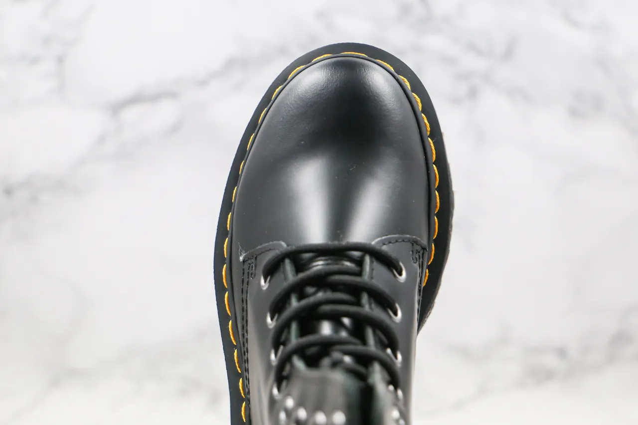 Dr. Martens Jadon Black Yellow Platform Sole 8-Eyelet Lace-Up Martin Boots 9