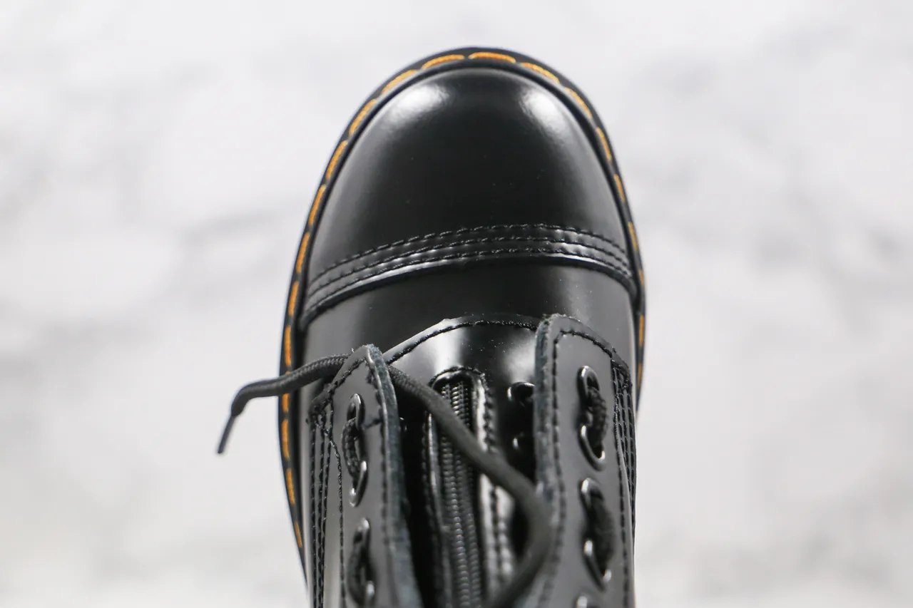 Dr. Martens Jadon Black Yellow Platform Sole Cap Toe Martin Boots 4