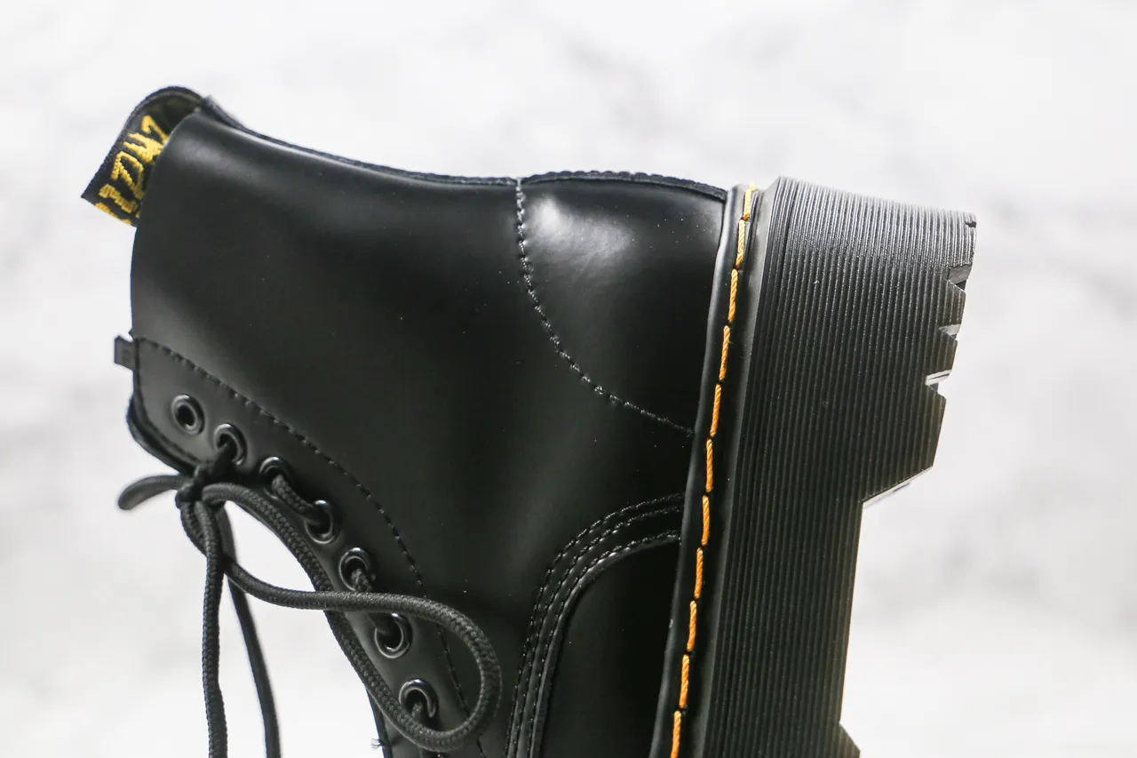Dr. Martens Jadon Black Yellow Platform Sole Cap Toe Martin Boots 5