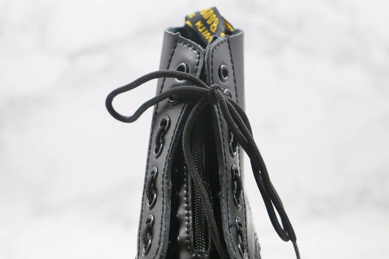 Dr. Martens Jadon Black Yellow Platform Sole Cap Toe Martin Boots 8