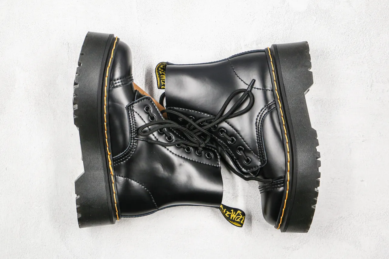 Dr. Martens Jadon Black Yellow Platform Sole Cap Toe Martin Boots 11