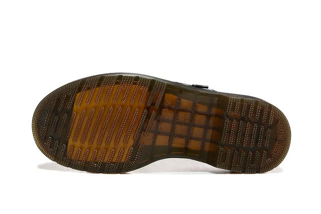 Dr. Martens Mary Jane Chaussures Mary Jane Noir Marron Cuir Poli Sangle à Double Boucle 9