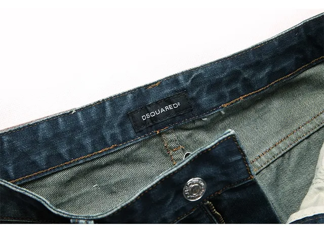 Dsquared2 ICON Azul Marrón Cintura Media Lavado con Desgaste Pantalones Cortos 4