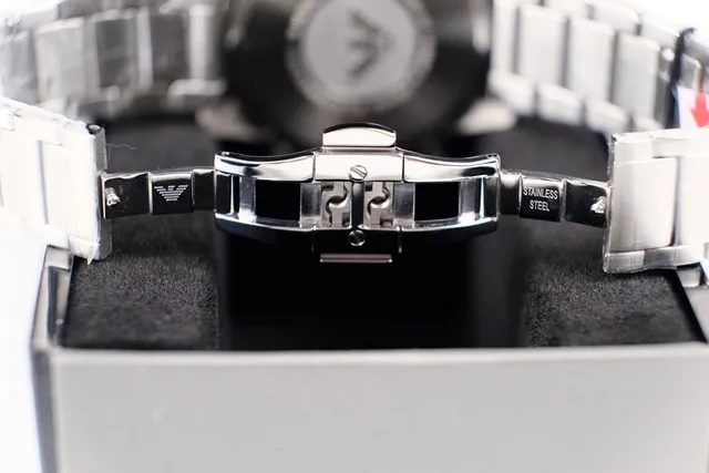 Emporio Armani Cronógrafo Esfera Negra Acero Inoxidable Reloj Mecánico 2