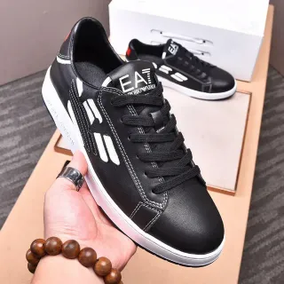 Emporio Armani EA7 Black and White Leather Lifestyle Sneakers