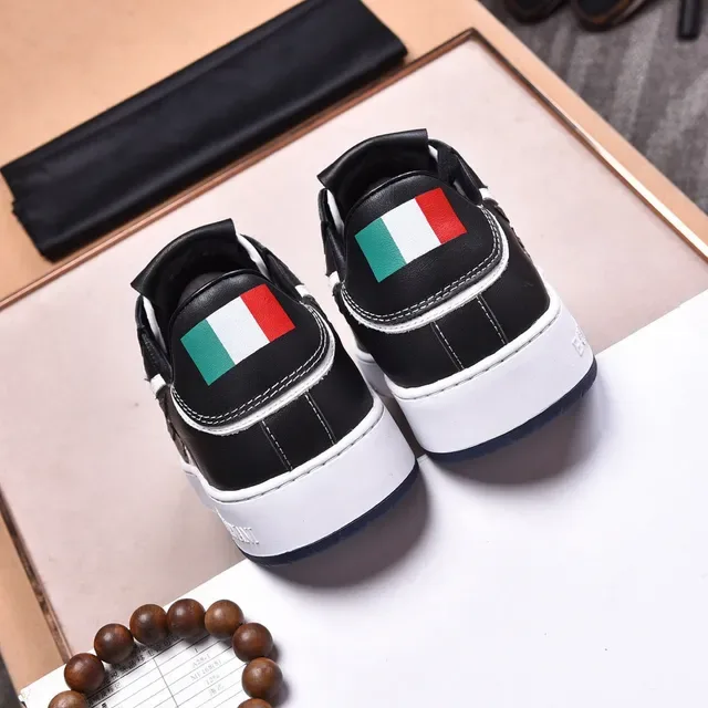Emporio Armani EA7 黑白皮革休闲运动鞋 2