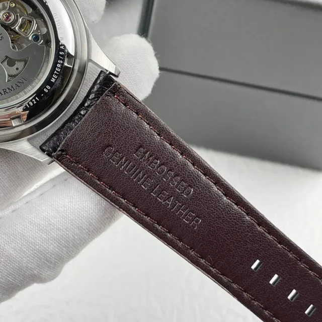 Emporio Armani Meccanico Skeleton Silver-Tone ساعة ميكانيكية 3
