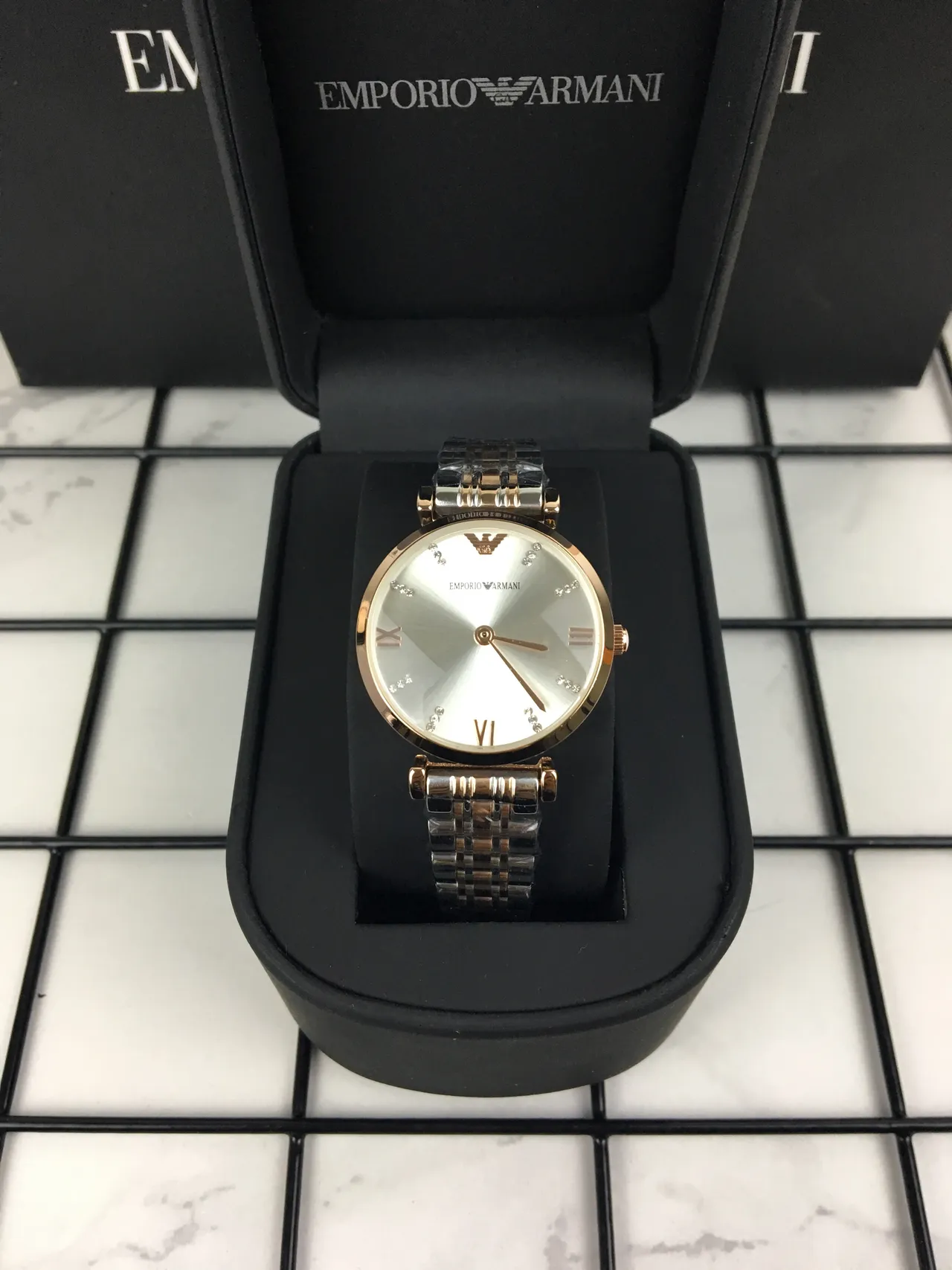 Emporio Armani Two-Tone Crystal Dial Quartz Watch 3