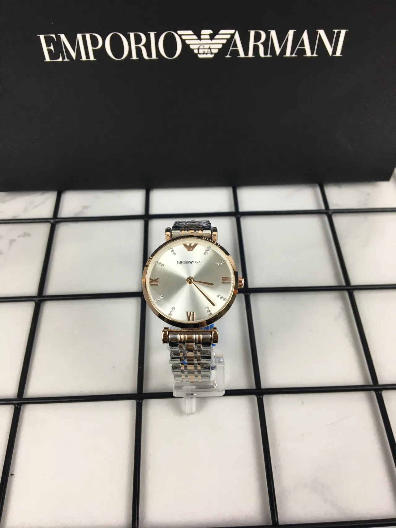 Emporio Armani Two-Tone Crystal Dial Quartz Watch 4