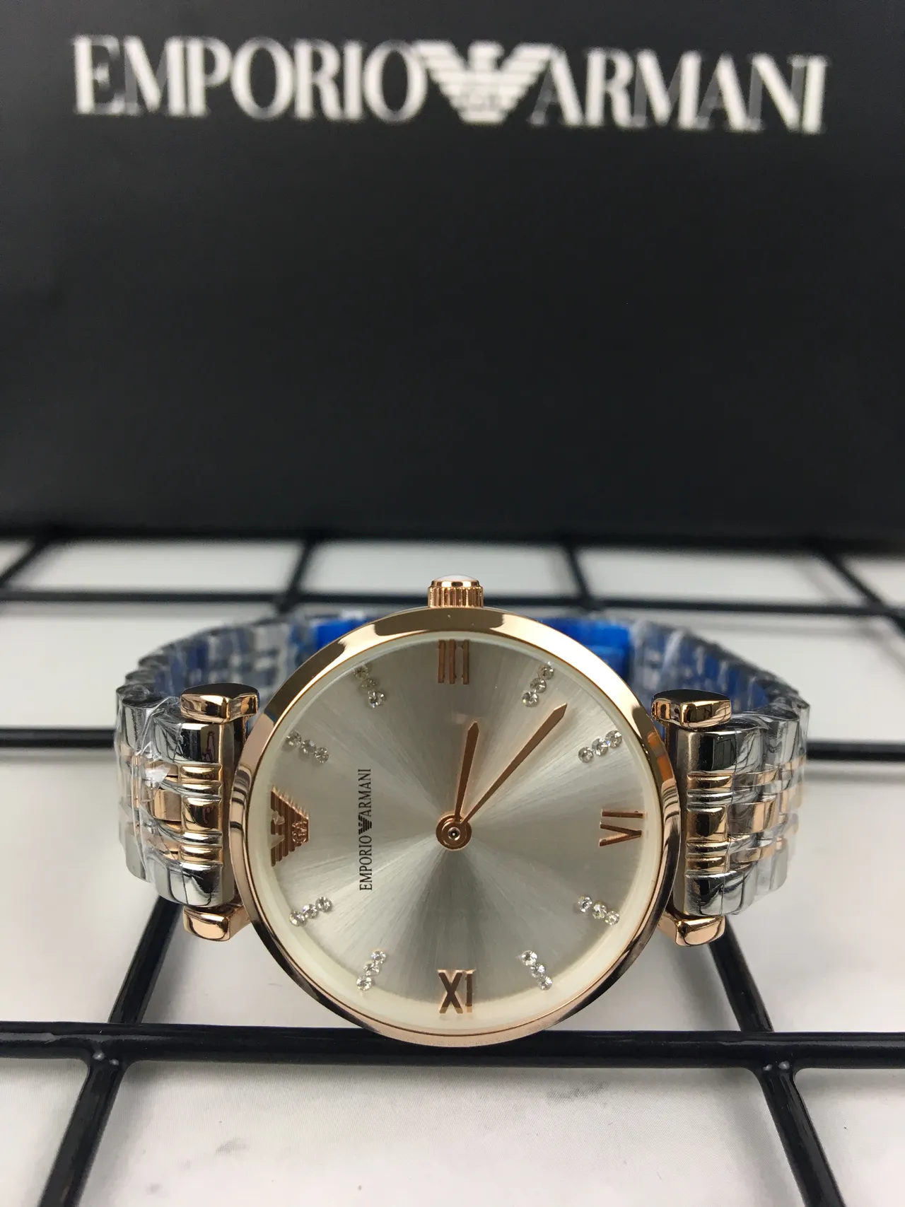Emporio Armani Two-Tone Crystal Dial Quartz Watch 5
