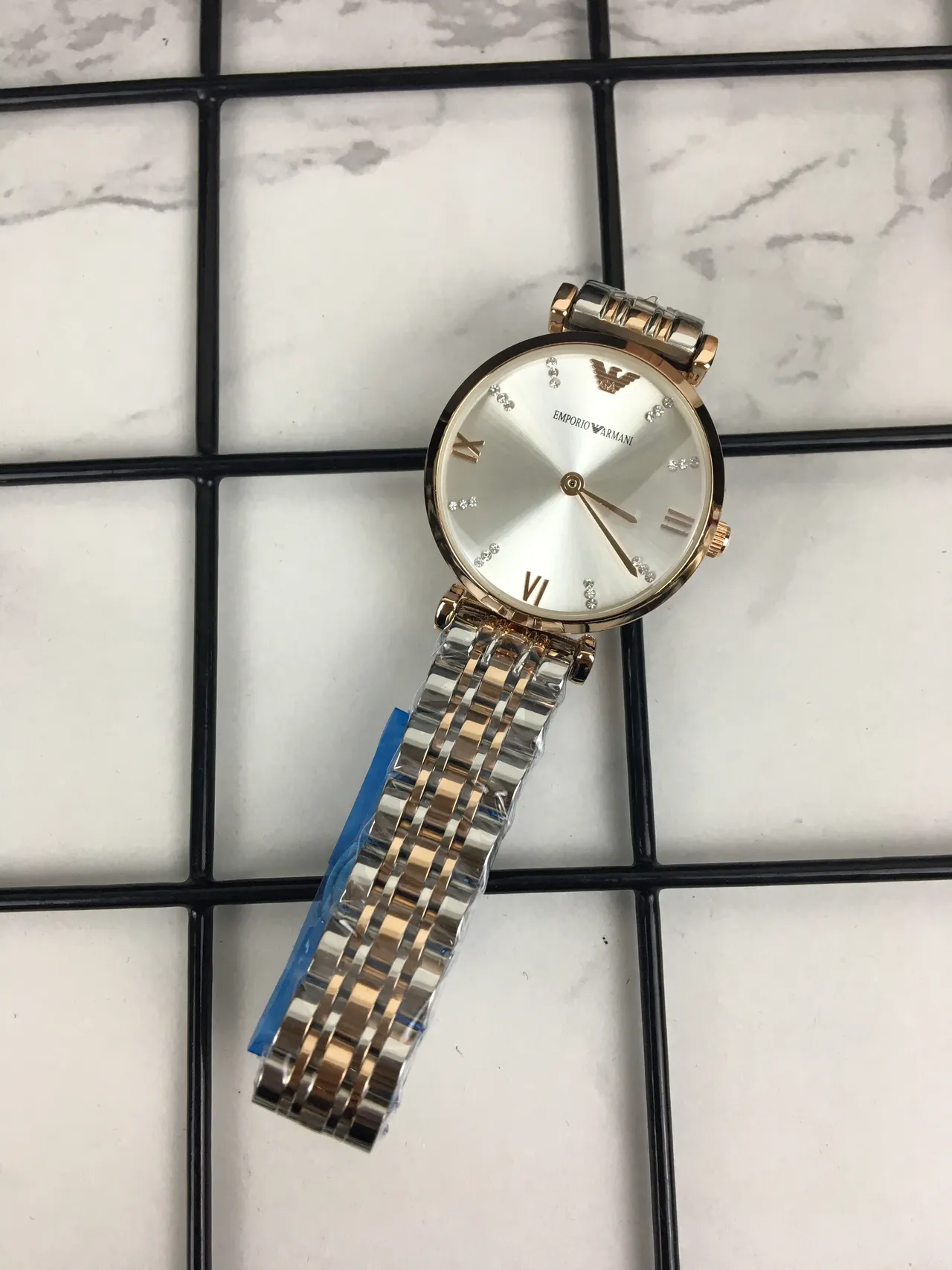 Emporio Armani Two-Tone Crystal Dial Quartz Watch 6