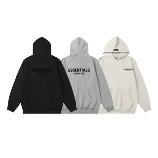 Fear of God Essentials Black Gray Oversized Fit Minimalist Logo Placement Hoodie