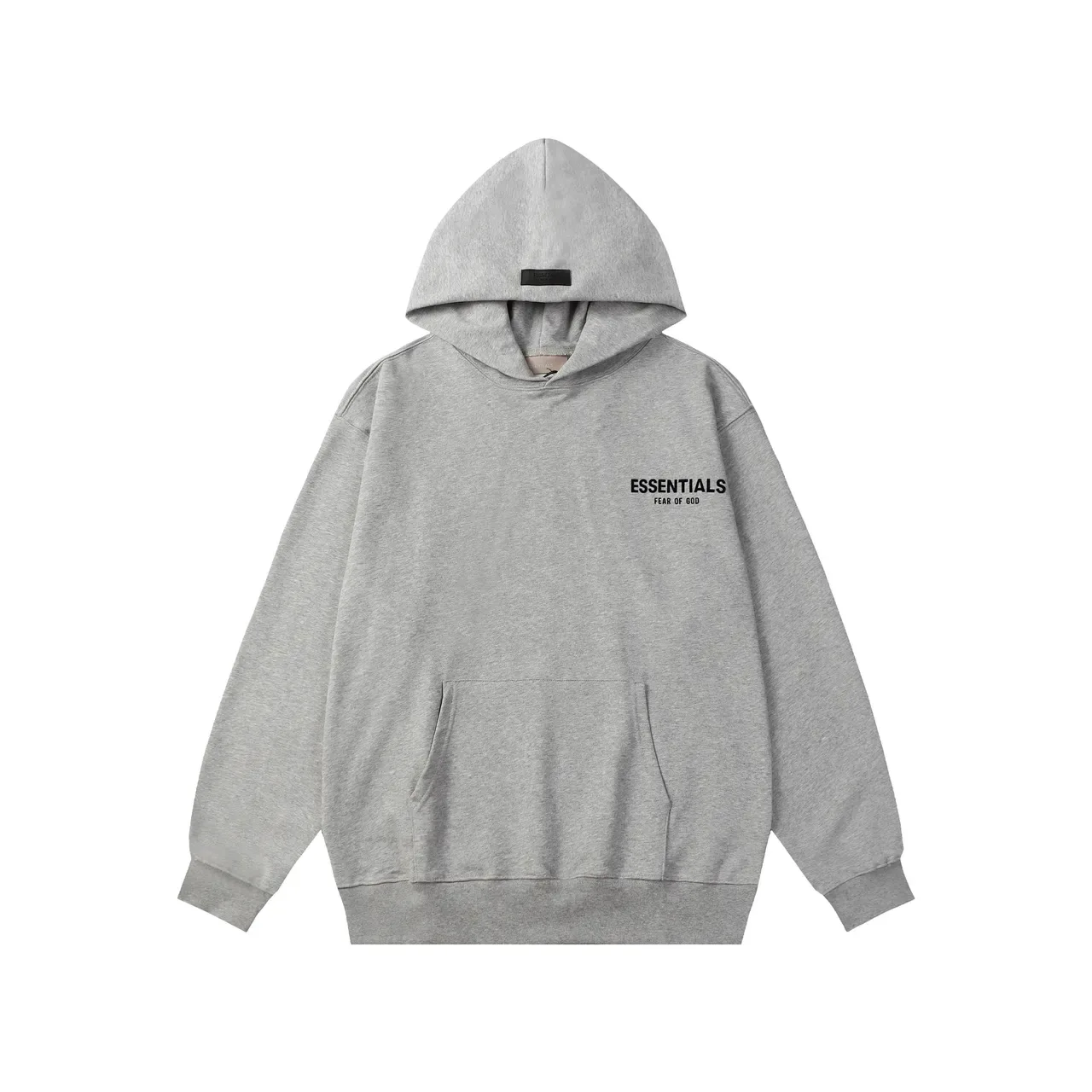 Fear of God Essentials কালো ধূসর Oversized Fit মিনিমালিস্ট লোগো প্লেসমেন্ট হুডি 7