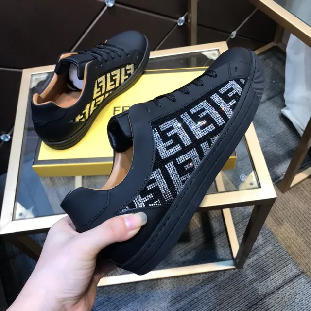Fendi Black Beige Low-Top Leather Upper Lifestyle Sneakers 4